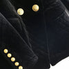 Spring Velvet Black Cotton Suit Double Row Metal Button Women's Warm Blazers Jacket