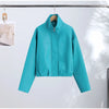 Street Pu Leather Women Jacket Elegant Long Sleeve Zippers Stand Collar Female Outwear Autumn Winter Chic Lady Coat