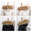 Real Fur Collar for Coat Parkas Women Winter Natural Raccoon Fur Scarf for Jacket Warm Furry Hood Trim with Buttons
