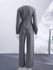 O-neck Waist Cinching Bud Hem Top Pants Suits Women Elegant Long Sleeve Slim Tops Wide Leg Trousers Spring Chic Office Lady Sets