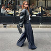 Double Zip Rib Collar Women Cropped Jacket Long Sleeve Side Pockets Loose Oversized Solid Autumn Coats Daily Chic Jackets