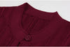 Three Colors High-quality Elastic Knitted Fabric Hollowed Out Single Breasted Round Neck Long Sleeved Slim Fit Women Dress