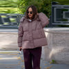 Women All Over Print Hooded Puffer Jacket Loose Oversized Zip Up Winter Warm Coat Detachable Streetwear Casual Outerwear