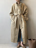 Stand Neck Long Trench Coat Women Spring Casual Turn-down Collar Single-breasted Trench Coat
