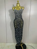 Women Sparkly Diamonds Mesh Sheer Stretch Long Dress Eveing Celebrate Birthday Party Nightclub Sexy Stage Costume