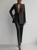 Women's Matching Sets V Neck Double Breasted Design Blazer Tops+Suit Pant Office Ladies Outfit Elegant 2 Piece Sets