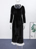 Velvet Lace Patchwork Dress Square Collar Waist Cinched Slim Fit Party Gown Robes Elegant Women Wrap Hip Fishtail Long Dresses