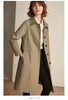 Spring Autumn Korean Women's Windbreaker Lapel Single-breasted Mid-length Ladies Overcoat British Casual Trench Coat
