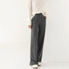 Women Wool Wide Leg Trousers Elastic Waist Side Slit Woman Wool Pants Autumn Winter 100% Merino Wool Knitted Soft Warm Trousers