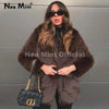 Winter Brown Belted Faux Fur Coat Women Thick Warm Long Fox Fur Jacket Chic Brand Girls Furry Overcoat