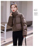 Solid Color Windproof Cropped Puffer Jacket Women Winter Thick Short Coat Warm Coat Fluffy Parka Vintage Tops Women's Clothing