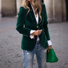 Women's Elegant Office Lady Velvet Blazets Suit Notched Collar Solid Minimalist Casual Single Button Jacket Autumn Outerwear