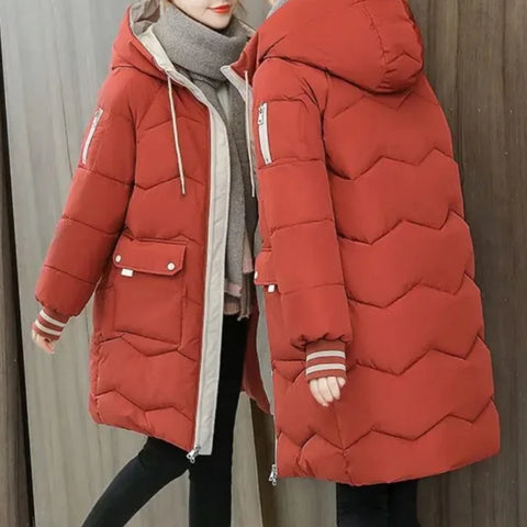 Plus Size Women Long Down Cotton Jacket Winter Thicken Women's Parkas Warm Hooded Coat Korean Loose Cotton Coat Female Tops