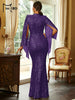 Elegant Apricot Sequin Muslim Party Dress Women Split Sleeve High Neck Bodycon Dubai Evening Dresses Prom Gown