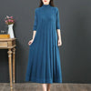 Autumn/Winter Women Knitted Dress Solid Loose Pullover Half High Collar Long Knitted Sweater Dress Female High-Quality