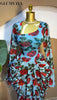 Women Floral Tie Dye Print Stacked Ruched Long Sleeve A-line Maxi Long Dress Birthda Party Education Dresses