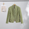 Curved Stitching Women Jacket Long Sleeve Slim Fitted Blazer Open Front Waist Truncated Outerwear Elegant Office Commuter Jacket
