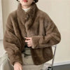 Eco-friendly Mink Fur Windproof Stand Collar Faux Mink Coat For Women Warm Winter Thick Jackets With Pockets 2DB5167
