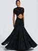 Patchwork Sexy Hollow Out Sheer Mesh Women Maxi Dress Turtleneck Ruched Dress Spring Slim Elegant Party Evening Dress