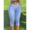 Women Capri Pants Elastic High Waist 3/4 Length Slim Fit Trousers y2k Aesthetic Plaid Print Slit Cropped Leggings Casual Daily
