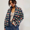 Chic Vintage Floral Print Cotton Coat Autumn Winter Women Jacket Long Sleeve Cardigan Pocket Streetwear Short Quilted Jacket