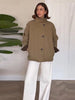 Women Reversible Double Sided Jacket Coat Stand Collar Plaid Loose Fit Warm Coats Casual Office Work Outerwear Spring