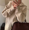 Double Zipper Turn-Down Collar Knitted Cardigan coat for women chic Thickened Loose lapel sweater jackets 26D5571
