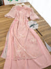 Chinese Style Pink Bamboo Jacquard Qipao Party Dress for Women Elegant Mandarin Collar Maxi Dress with Tassel Decor
