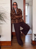 Fleece Women's Jacket Coat Deer Print Half Zip Pullover Jacket Color Block Collar Long Sleeve Cropped Chic Outerwear For Ladies
