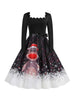 Women's Vintage Christmas Party Dress Long Sleeve Casual Print 50s 60s Elegant Year Celebration Customs