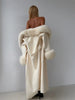 Women's Solid Color Lace Up Fur Collar Woolen Overcoat Bathrobe Style Long Loose Coat Advanced Atmosphere Autumn Winter Overwear
