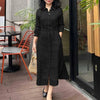 Autumn Elegant Lapel Neck Long Sleeve Shirt Dress Women Dresses Stylish Solid OL Work Dresses Buttons Midi Up Robe
