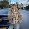 Exclusive Women Winter Hooded Faux Fur Coat Chic Street Girls Fluffy Fox Fur Jacket Thick Warm Shaggy Overcoat