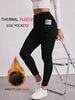 Womens Thermal Fleece Lined Leggings with Pockets, High Waisted Tummy Control Workout Winter Warm Thick Tights Pants