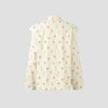 Chic Oversize Floral Printed Women Jacket Padded Lapel Lace Up Loose Coat Long Sleeve High Waist Outwears Lady Streetwear