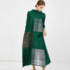 Pleated Long Sleeved Turtleneck Solid Painted Dress Women Designer Elegant Loose Plus Size Clothing