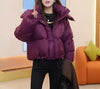 Hooded Collar Cotton-padded Jacket For Women Autumn Winter Solid Loose Warm Female Puffer Coat