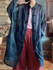 Spring Retro Print Ramie Loose Women Thin Wind Coats Leisure Long Trench Vintage Chinese Style Coat
