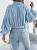 Corduroy Shacket for Women Fall Winter Short Lapel Jacket Long Sleeve with Mock Pockets & Single Button Casual Outerwear