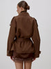 Chic Stand Collar Lace Up Trench Coat Women Long Sleeves Single Breasted Short Windbreaker Spring Lady Daily Street Jacket