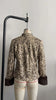 Women Leopard Print Stand Collar Waist Cinched Faux Fur Short Coat Fluffy Cuff Outerwear Winter Ladies Warm Furry Jacket