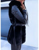 Women's Warm Faux Fur Coat with Belt, Thick Long Coat, Hooded Zipper, Autumn, Winter, Fur Coat Women