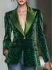 Leopard Print Velvet Blazers for Women Jacket Single Button Suit Collar Blazer Coat Long Sleeve Female Outerwear