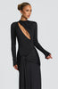Hollow Out Long Sleeve Sexy Maxi Dress Women Gown Elegant O Neck Draped Ruched Bodycon Club Party Long Dress