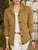 Women Autumn Jackets Casual Turn-Down Collar Long Sleeve Button Up Solid Outerwear Commuting Work Wear Overshirts