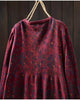 Japanese Vintage Mori Girl Floral Printed Knitted Sweater Pullover Dress Women Autumn O-Neck Long Sleeve Casual Loose Dresses