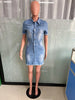 Blue Denim Skater Dress Sexy Women Turn Dow Collar Bodycon Jeans Casual Dress Vestidos