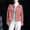 Women Autumn Corduroy Coats Lapel Neck Long Sleeve Jackets Woman Outwears Casual Buttons Up Coats Oversize