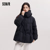 Mid-Length Down Jacket Women Loose Fit Hooded Textured Coat Women winter coats Casual Warm Style