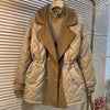 Winter Long Parkas Women Down Cotton Jacket Large Lapel Elastic Waist Snow Outwear Warm Waterproof Patchwork Coat